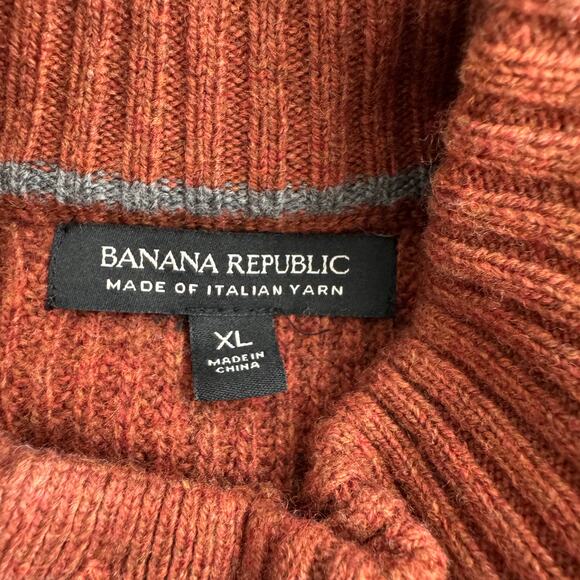 BANANA REPUBLIC Sweater Mens XL Burnt Orange Rust 100% Merino Wool - Picture 6 of 7